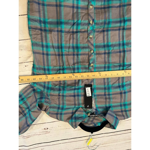 Taloni Collections New Plaid Button Up Floral Black Gray Teal Size Small Petite - Picture 12 of 12